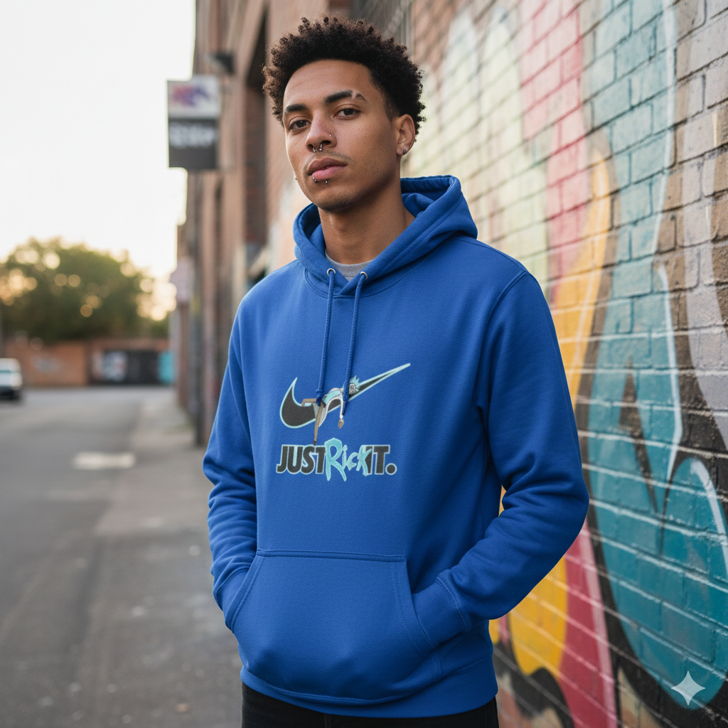 "Just Rick It" Heavyweight Royal Blue Hoodie – Multiverse Streetwear Edition