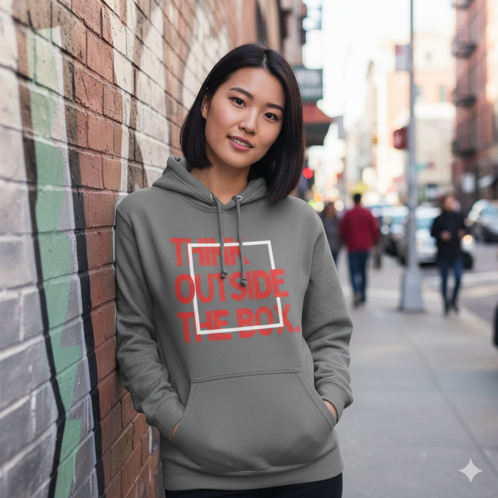 "Unboxed Creativity" Heavyweight Charcoal Hoodie – Think Outside The Box Edition