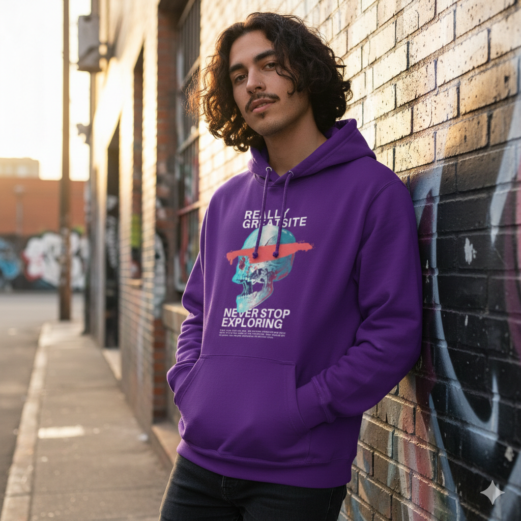 "Censored Discovery" Heavyweight Purple Hoodie – Never Stop Exploring Edition